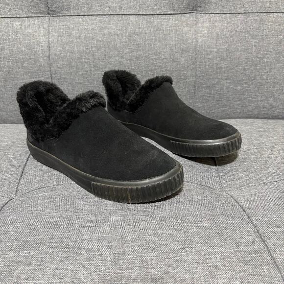 Timberland Shoe Women 6.5 Black Suede Skyla Bay Faux Fur Lined Slip On Slipper - Picture 1 of 5